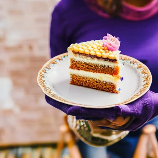 065_a woman holding a plate of cake in her hand.png